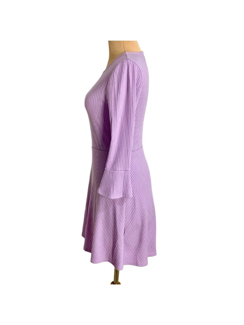 Urban Outfitters Lilac Skater Fairy Coquette Dress S Ribbed Flare Sleeve A-line - Picture 5 of 11